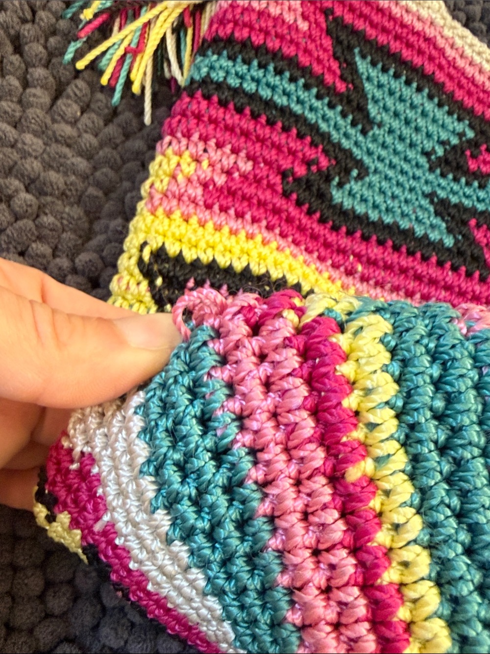 The Sak Crochet Shoulder Bag - Pink, Teal, Yellow, Cream - Picture 8 of 8